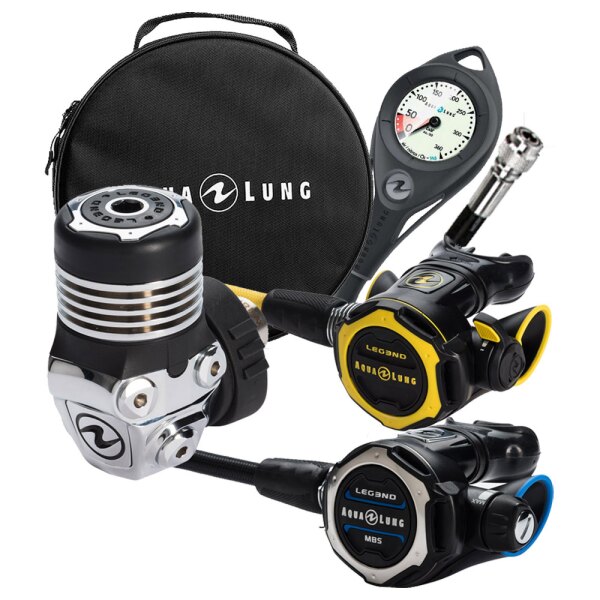 Complete regulator system Leg3nd MBS Din+ Octopus / Regulator bag / Pressure gauge/ Inflator hose